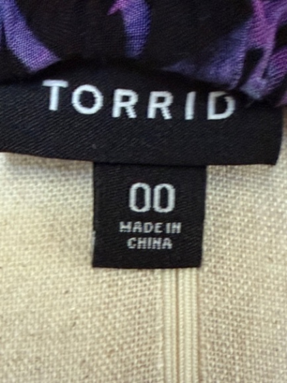 Torrid Black Tropical Print Midi Dress with Purple & Pink Leaves - Picture 5 of 5